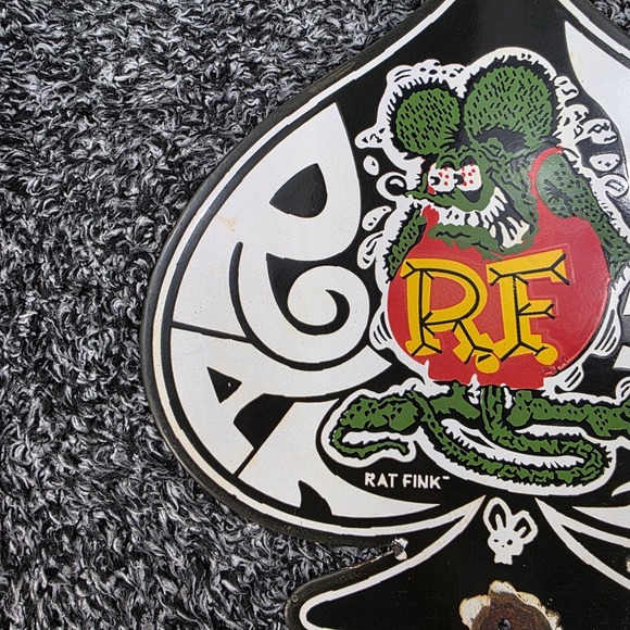 Vintage Rat Fink Porcelain Sign Ed‎ Roth Hot Rod Ace Of Spades Design Gas/Oil - Picture 5 of 12